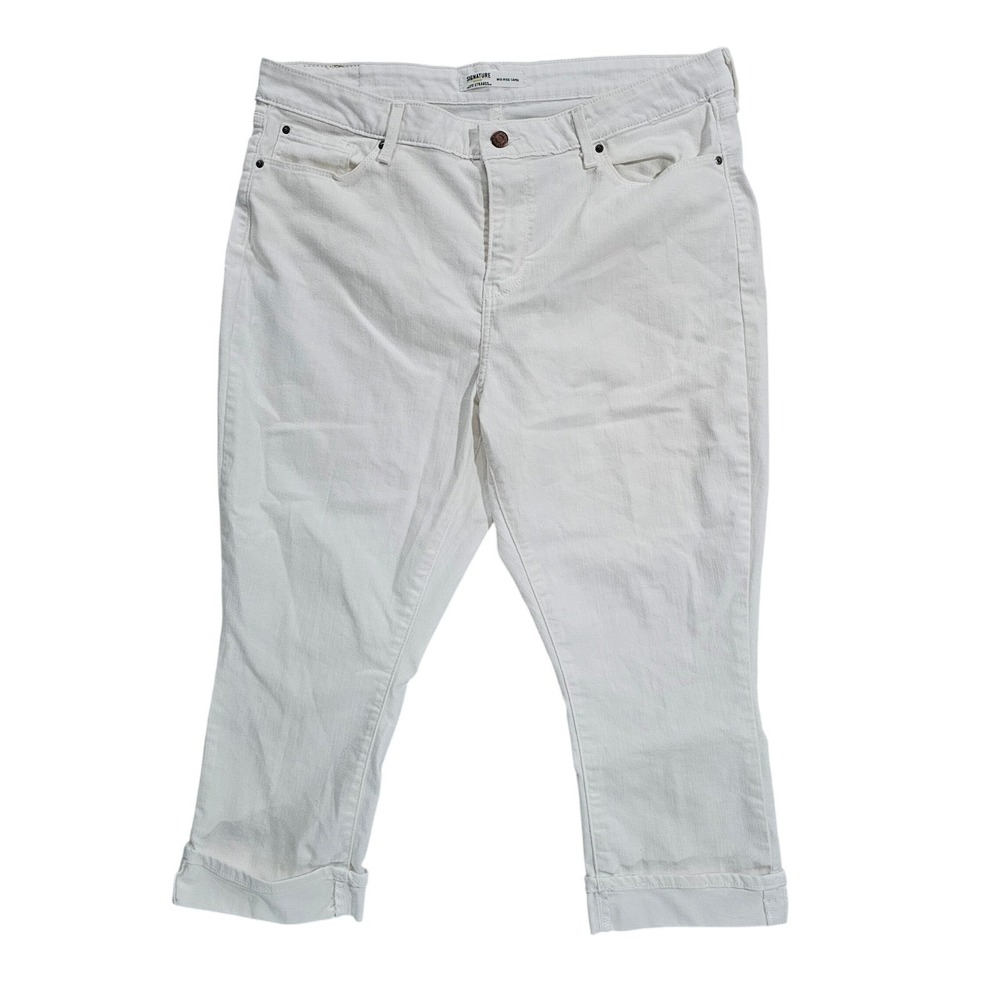 Signature by Levi Strauss 18 Women White Mid-Rise Capri‎ Jeans 74906-0021